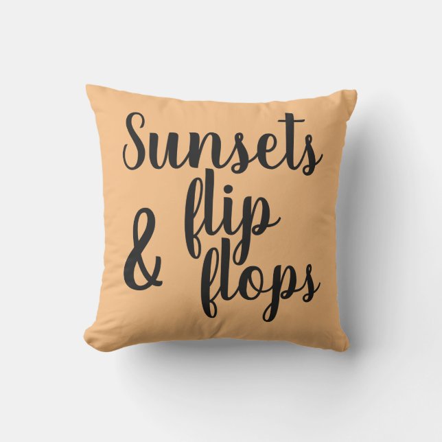 Coussin jolies lettres SUNSETS & FLIP FLOPS | (Recto)