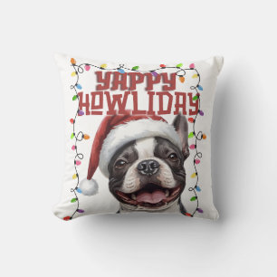 Coussin Jolies lumières de Noël de Bouledogue français