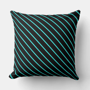 Coussin Jolies rayures aqua et noires