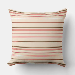 Coussin Jolies rayures brun rose