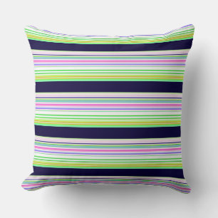 Coussin Jolies rayures colorées bleues