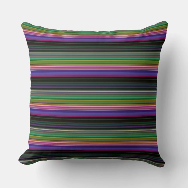 Coussin Jolies rayures colorées rétro (Recto)