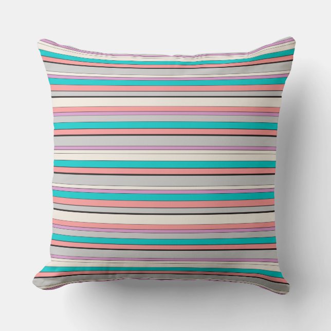 Coussin Jolies rayures grises aqua (Recto)