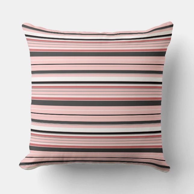 Coussin Jolies rayures grises roses (Recto)