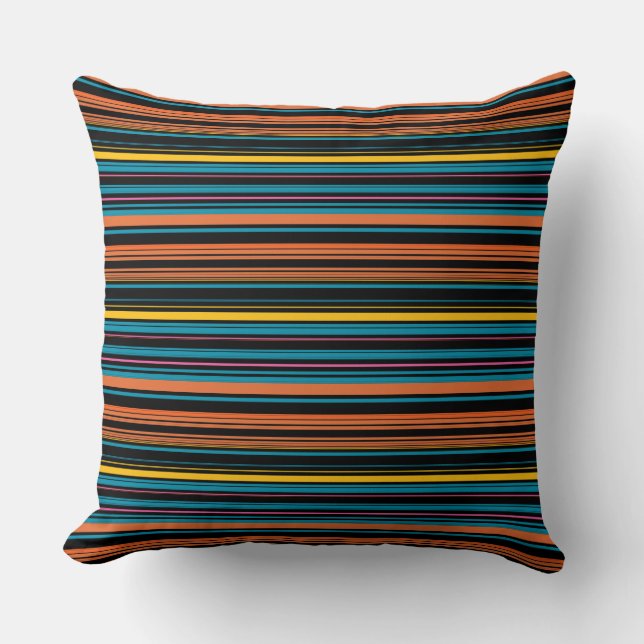 Coussin Jolies rayures noires bleues (Recto)