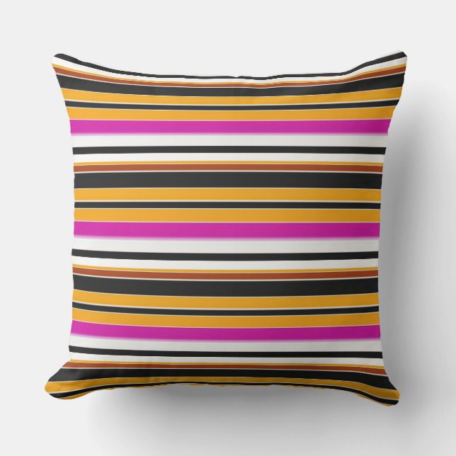 Coussin Jolies rayures noires orange (Recto)