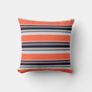 Coussin Jolies rayures orange bleu