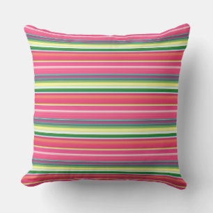 Coussin Jolies rayures roses vertes
