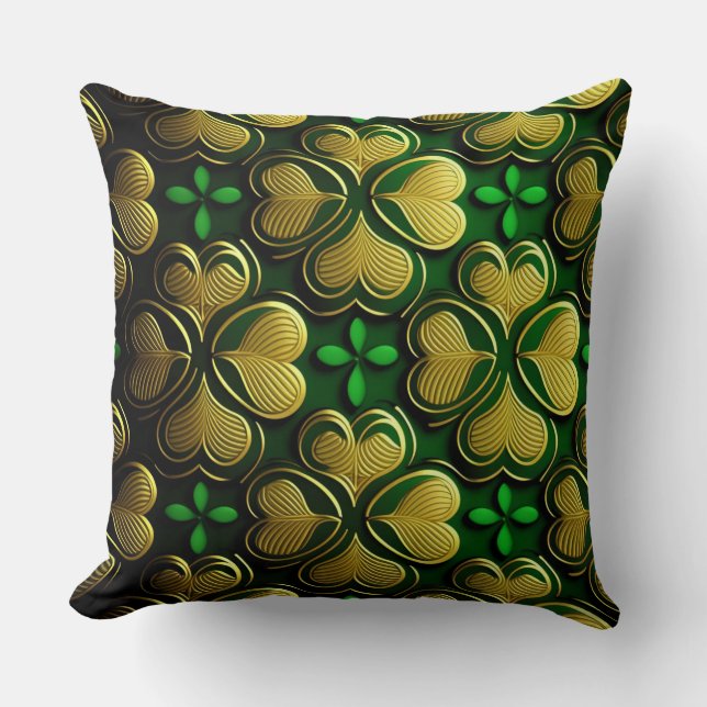 COUSSIN JOLIMENT VERT & GOLD IRISH CELTIC KNOTS (Recto)