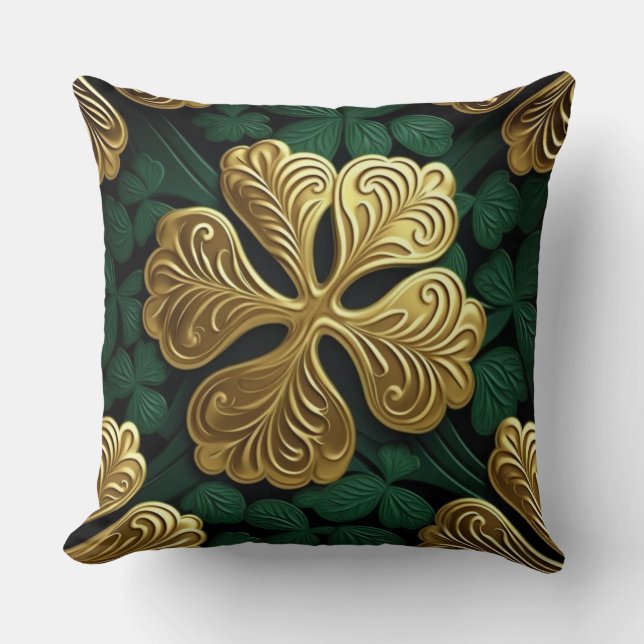 COUSSIN JOLIMENT VERT & GOLD IRISH CELTIC KNOTS (Recto)