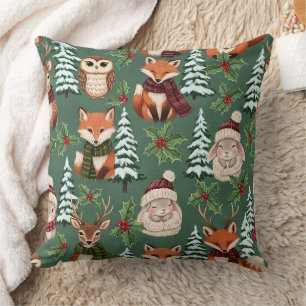 Coussin Jolis amis de la forêt hivernale – Animal de vacan