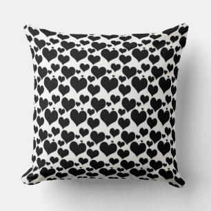 Coussin Jolis cœurs noirs sur fond blanc pour votre Saint-