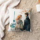 Coussin Jolis couples romantiques à l'aquarelle à Paris  (Couverture)