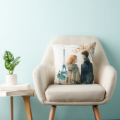 Coussin Jolis couples romantiques à l'aquarelle à Paris  (Chaise)