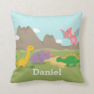 Coussin Jolis Dinosaures Colorés Pour La Chambre Des Garço
