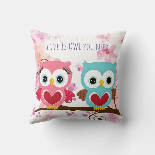 Coussin Jolis hiboux Fleurs en coton Tout ce dont vous ave (Verso)