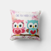 Coussin Jolis hiboux Fleurs en coton Tout ce dont vous ave (Recto)