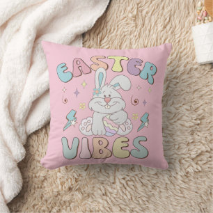 Coussin Jolis lapins ambiance de Pâques pastel printemps
