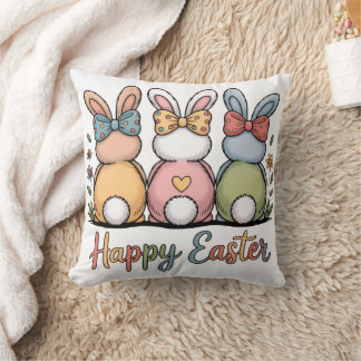 Coussin Jolis lapins de Pâques pastel | Floral Happ épanou