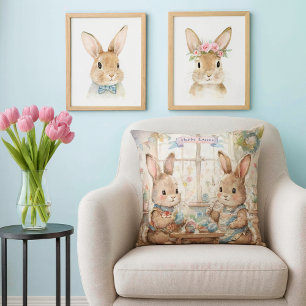Coussin Jolis lapins et œufs de Pâques
