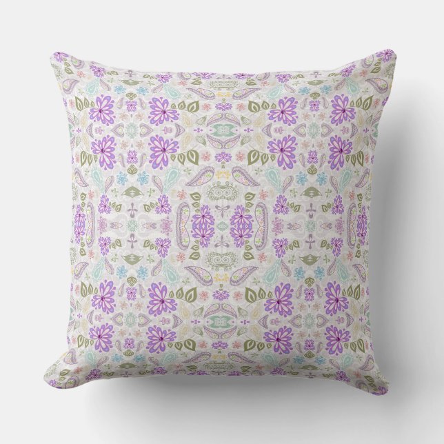 Coussin Jolis motifs cachemire pastel (Recto)