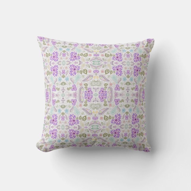 Coussin Jolis motifs cachemire pastel (Recto)