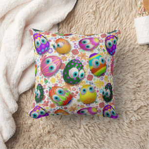 Coussin Jolis œufs de Pâques de dessin animé drôles