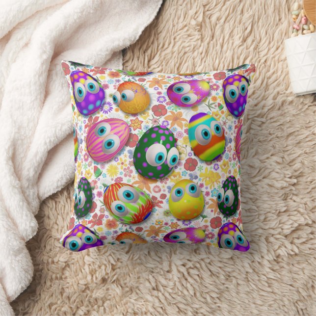 Coussin Jolis œufs de Pâques de dessin animé drôles (Couverture)