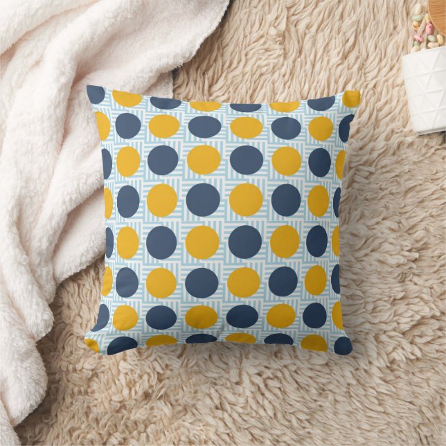 Coussin Jolis Points Jaunes Bleus Fantaisistes (Couverture)