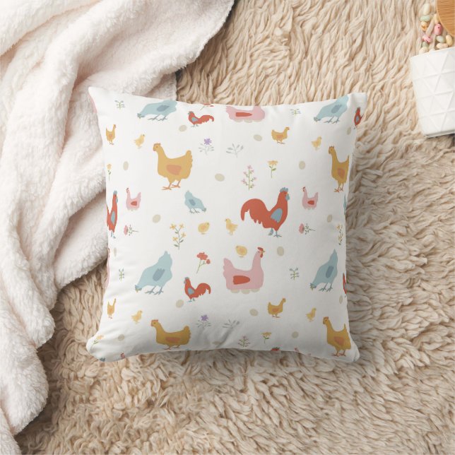 Coussin Jolis poulets, poules et poussins (Couverture)