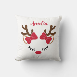 Coussin Jolis rennes avec nom Noël