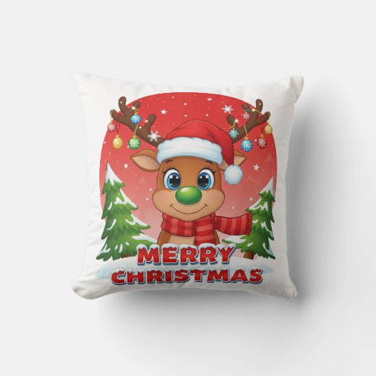 Coussin Jolis rennes de Noël avec ornements de chapeau de (Recto)