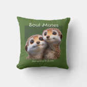 Coussin Jolis suricates Âmes SÅ“urs fond vert (Recto)