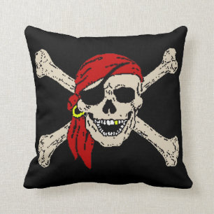 Coussin Jolly roger Pirate Os crâne Rouge Bandanna