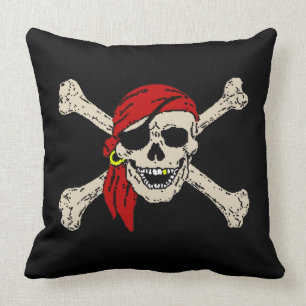 Coussin Jolly roger Pirate Os crâne Rouge Bandanna plus gr