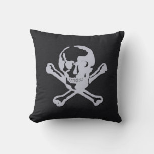Coussin Jolly roger Style Letterpress noir doux
