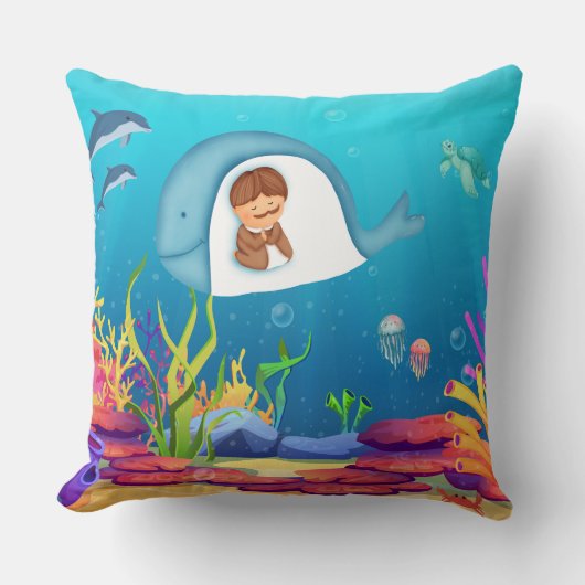 Coussin Jonah et les enfants de baleines lancent l'oreille (Recto)