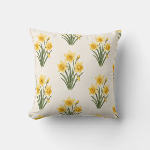 Coussin Jonquille botanique, fleur de naissance de mars