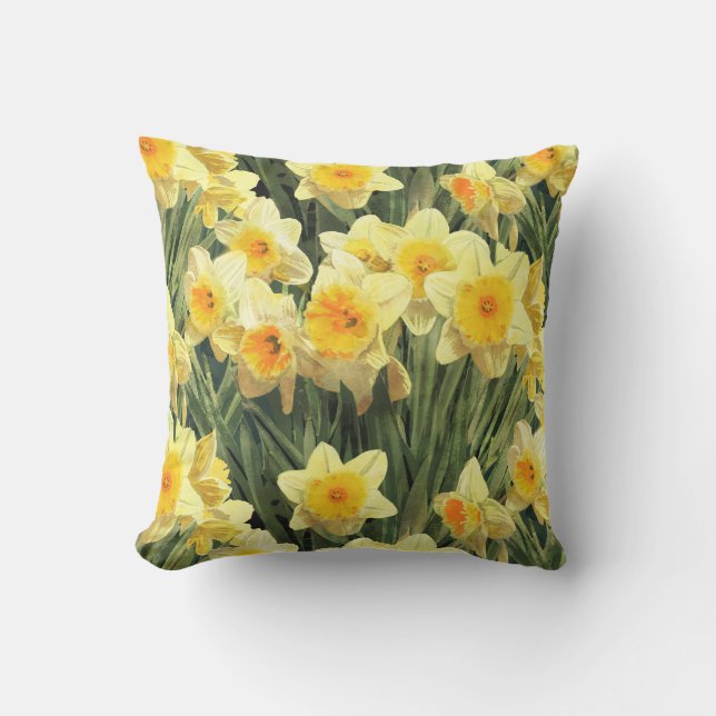 Coussin Jonquilles jaunes de ressort (Recto)