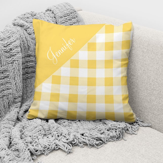 Coussin Jote Buffalo Jaune Plaid Check Nom du Motif (Créateur téléchargé)