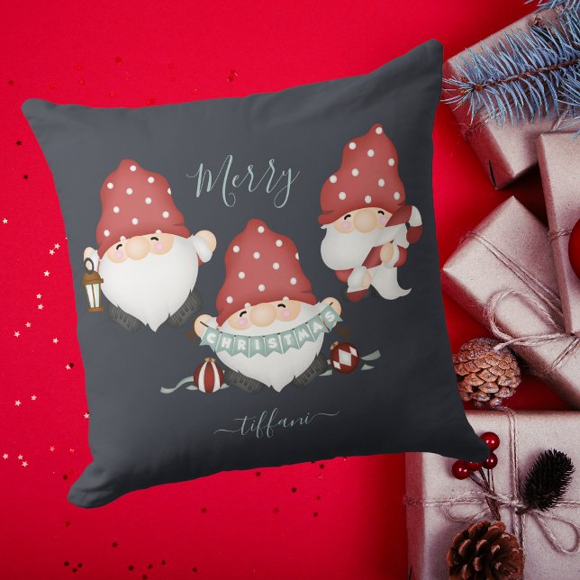 Coussin Jote Père Noël Gnomes Joyeux Noël Custom Navy (Créateur téléchargé)
