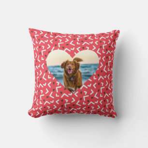 Coussin Jote Red Patterned Chien Photo personnalisée