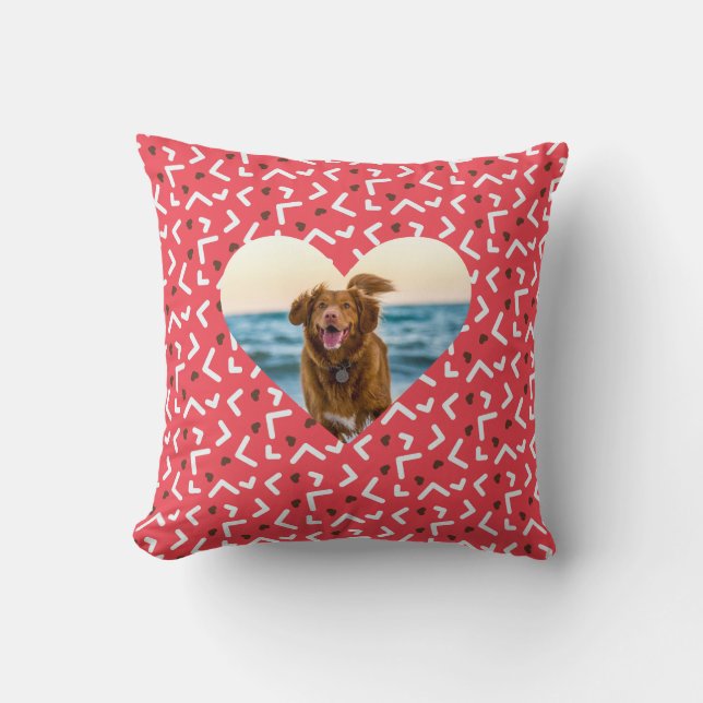 Coussin Jote Red Patterned Chien Photo personnalisée (Recto)