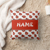 Coussin Jote White & Red Ladybugs Nom personnalisé Enfants (Couverture)