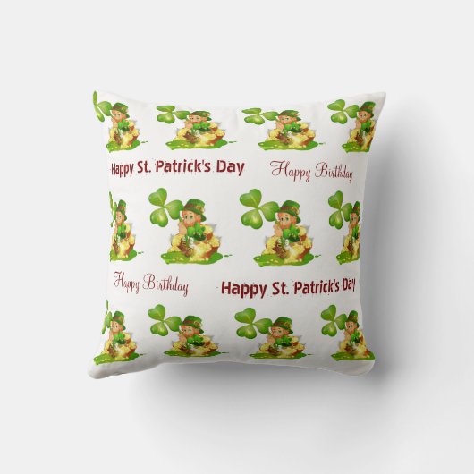 Coussin Jouer l'oreiller, Joyeux anniversaire St. Patrick' (Verso)