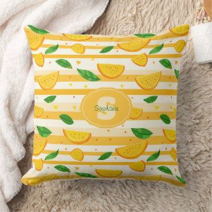 Coussin Jouer Motif de tranche orange avec Feuilles verts