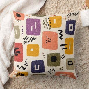 Coussin Jouer Retro Doodle Abstrait Moderne du milieu du