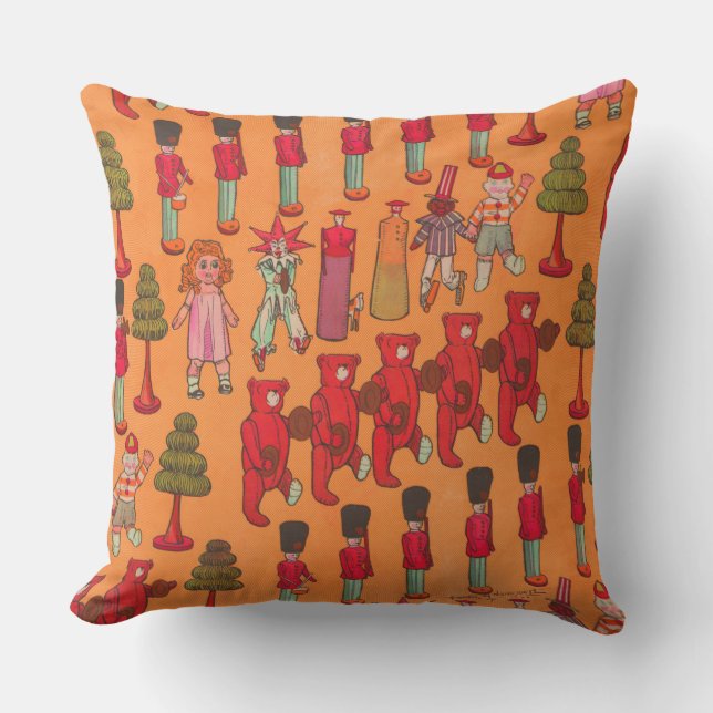 Coussin Jouet de Noël vintage Enfants jouent (Recto)