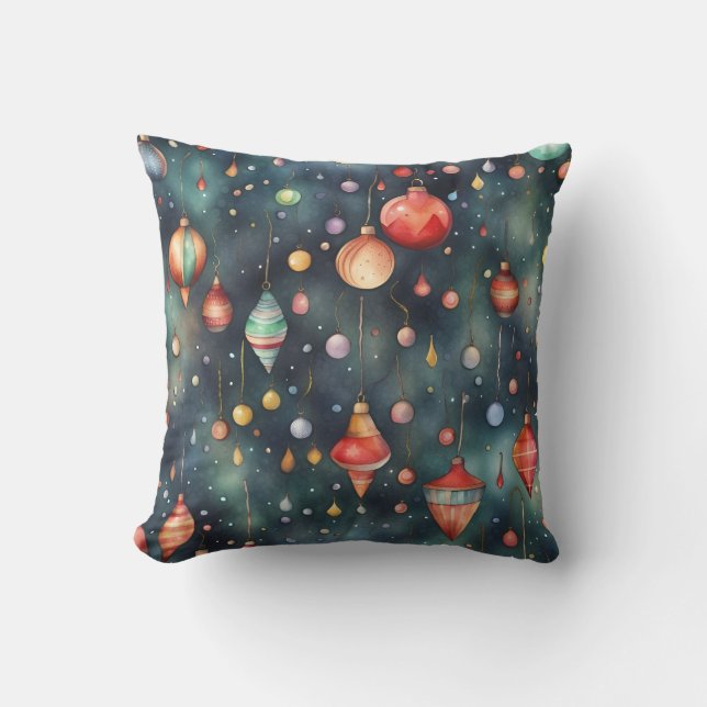 Coussin Jouets de Noël, aquarelle de décoration (Recto)