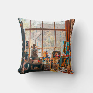 COUSSIN JOUETS PLEINS ASSORTIS SUR PLATEAU EN BOIS BROWN